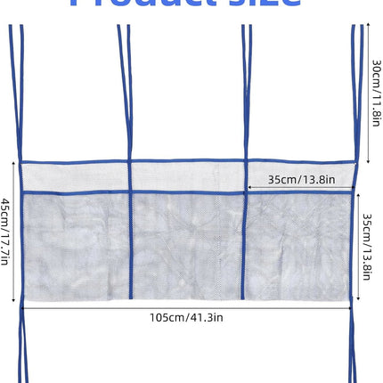 Trampoline Shoe Bag, 41.3x17.7in Polyester 3 Pouch Mesh Storage Holder Lager Capacity Net Organizer Practical Item Accessories for Shoes Toys (Blue) -.