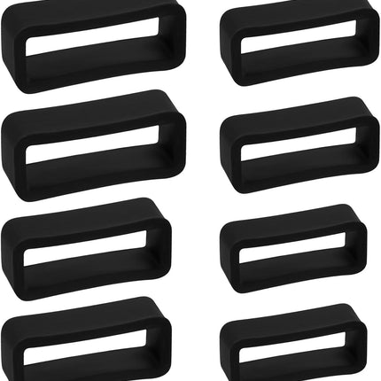 8pcs Watch Band Keepers, 4 Sizes Silicone Loops Replacement High-Elasticity Waterproof Straps Holders for Smart Sport Watchers (Black) -.