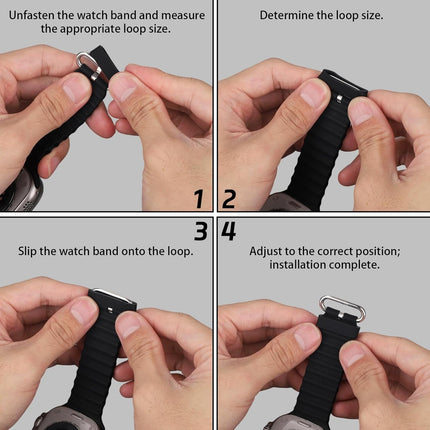 8pcs Watch Band Keepers, 4 Sizes Silicone Loops Replacement High-Elasticity Waterproof Straps Holders for Smart Sport Watchers (Black) -.