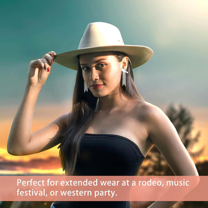 2pcs Western Cowgirl Hat Earrings, Alloy Stylish Silver Cowboy Rhinestone Dangle Tassel Earrings Small Jewelry Accessories for Women Friends Wife Gift -.