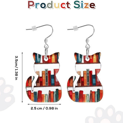 Book Earrings,Clear Acrylic Bookcase Dangle Earrings Bookshelf Accessories Reading Stack Gifts Lover Bookish Library Reader Teacher's Day Appreciation Graduation 2.5x3.5cm -.