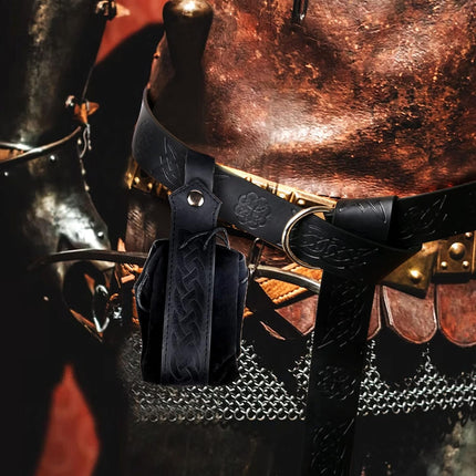 Belt Pouch Set, with a Viking and Renaissance Bag Medieval Accessories for Hiking Festival Casual Fantasy Pack (Black) -.
