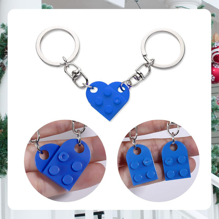 Heart Keychain Set, 2pcs Matching Couple Keychains Small Decorations for Party, Valentine's Gift Girlfriend or Boyfriend (Blue) -.