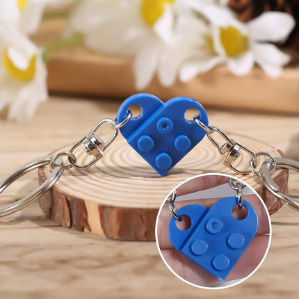 Heart Keychain Set, 2pcs Matching Couple Keychains Small Decorations for Party, Valentine's Gift Girlfriend or Boyfriend (Blue) -.