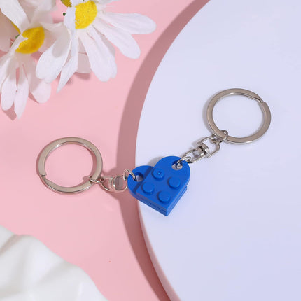 Heart Keychain Set, 2pcs Matching Couple Keychains Small Decorations for Party, Valentine's Gift Girlfriend or Boyfriend (Blue) -.