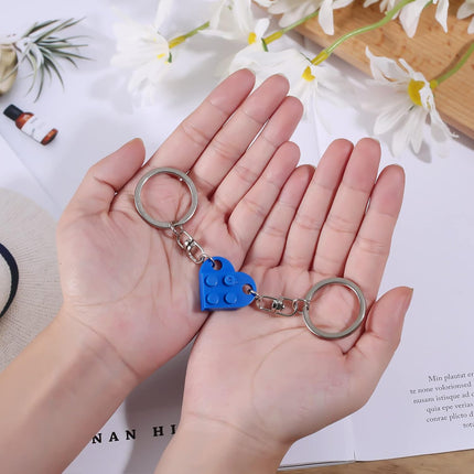 Heart Keychain Set, 2pcs Matching Couple Keychains Small Decorations for Party, Valentine's Gift Girlfriend or Boyfriend (Blue) -.