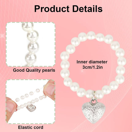 Doll Necklace, Elegant Sweet White Pearl Necklace Cute Accessories for 17cm Plush Dolls Chain Jewelry & Outfit Decoration (Heart Charm) -.