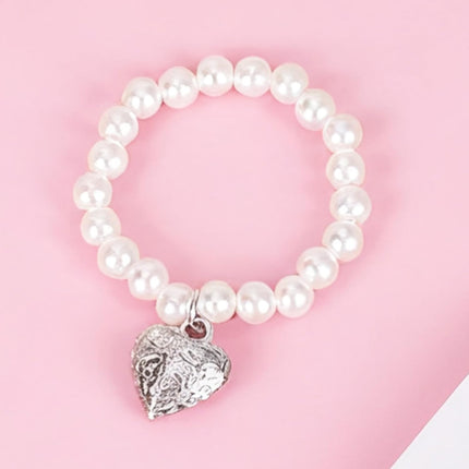 Doll Necklace, Elegant Sweet White Pearl Necklace Cute Accessories for 17cm Plush Dolls Chain Jewelry & Outfit Decoration (Heart Charm) -.