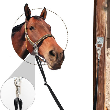 Cross Ties for Horse, 4 Pack Adjustable Nylon Horse Trailer Tie with Panic Snap and Bull Snap,Adjustable Length from 44.5-78.5 Inch,Black -.