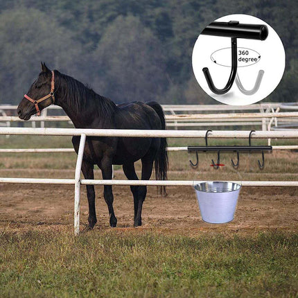 Tack Rack with Swivel Hooks,6 Hook Portable Bridle Hooks Hangers for Horse Holder Stall Barn and Fence(Black) -.