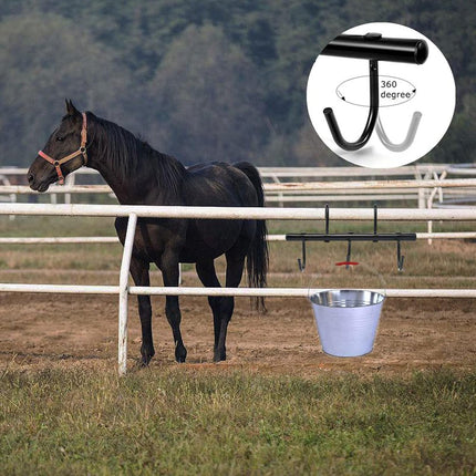 2Pcs Tack Rack with Swivel Hooks,5 Hook Portable Bridle for Horse Holder Stall and Fence(Black) -.