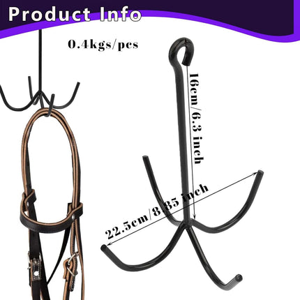 2Pcs 4 Prong Horse Hook, Heavy Duty Tack Hook for Stable, Barns and Trailer -.