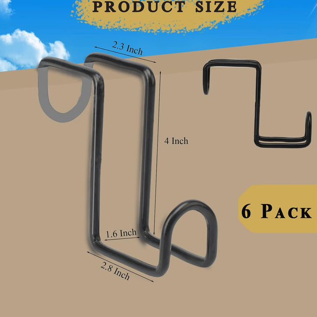 6pcs 4 Inch Tack Hook, Heavy Duty Metal Over Rail Hook for Hanging Horse Bridles,Buckets(Black) -.