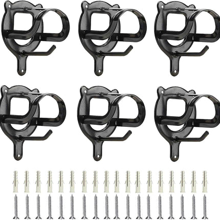 6 Counts Horse Bridle Rack Bracket Hooks Metal Halter Hanger with Tubes and Screws for Barn Supplies, Black -.