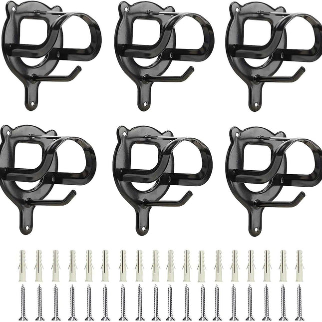 6 Counts Horse Bridle Rack Bracket Hooks Metal Halter Hanger with Tubes and Screws for Barn Supplies, Black -.
