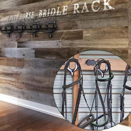6 Counts Horse Bridle Rack Bracket Hooks Metal Halter Hanger with Tubes and Screws for Barn Supplies, Black -.
