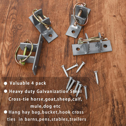 4 Pcs Water Bucket Hook with Pin Heavy Duty Wall Mounted Equestrian Hooks Hangers for Horse Stall Stable Barn -.