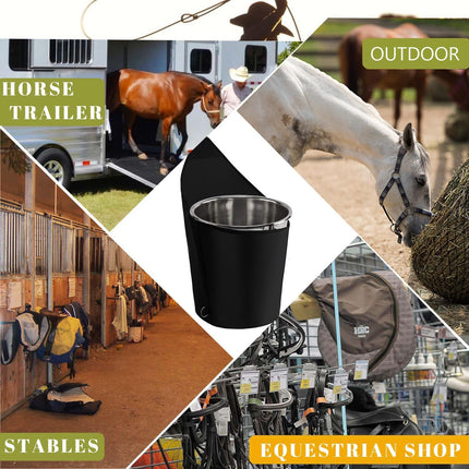 3Pcs Horse Feed Bag Trailer Bucket Hanging Holder for 5 Gallon Water Bucket,1600D Oxford Organizer on Trailers Stalls,Black -.