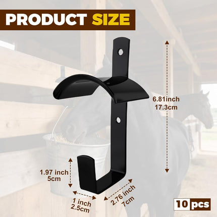 10Pcs Horse Bridle Rack Heavy Duty Wall Mounted Holder Hook with Screws for Barn Tack Room -.