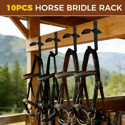 10Pcs Horse Bridle Rack Heavy Duty Wall Mounted Holder Hook with Screws for Barn Tack Room -.
