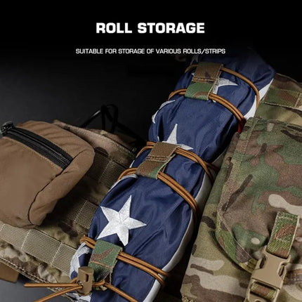 Tactical Flag Bungee Elastic Fastener Strap Shock Cord Retention Molle Webbing Loop Lock Secure Plate Carrier Attachment -.