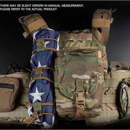 Tactical Flag Bungee Elastic Fastener Strap Shock Cord Retention Molle Webbing Loop Lock Secure Plate Carrier Attachment -.