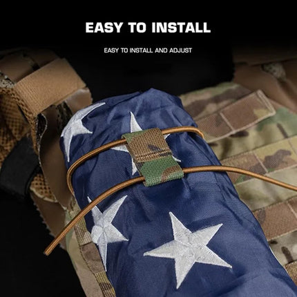 Tactical Flag Bungee Elastic Fastener Strap Shock Cord Retention Molle Webbing Loop Lock Secure Plate Carrier Attachment -.