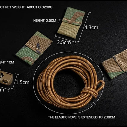 Tactical Flag Bungee Elastic Fastener Strap Shock Cord Retention Molle Webbing Loop Lock Secure Plate Carrier Attachment -.