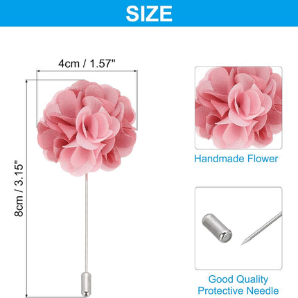 Flower Boutonnieres Pin, Lapel Pin for Men Camellia Wedding Graduation Anniversary Brooch Outfit Accessories Dark Pink/Light Pink -.