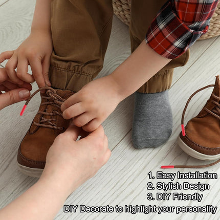 24Pcs Shoelace Tips with Screw, Alloy 25mm Cylindrical Aglets Shoes Lace Cords End Tip Cap Replacement for DIY Red, Blue, White, Black -.