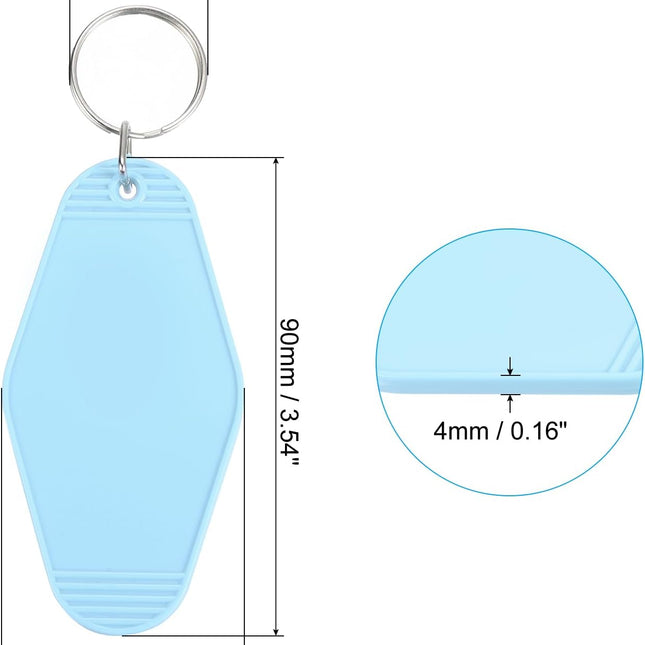 Vintage Motel Keychain, Blank Hotel Keychains Rhombus Retro Key Tag for Backpack Luggage Labels Tags Sky Blue -.