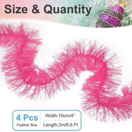 5Ft Feather Boa, 4 Pcs Artificial Fluffy Boas Party Decorations for DIY Crafts, Wedding Costume, Christmas, Concert, Halloween, Home Decor, Pink.