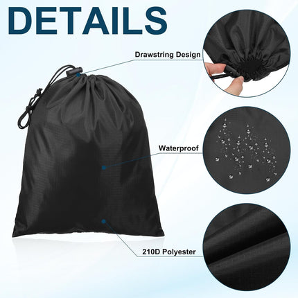 Travel Storage Bags with Toggle 10 x 12 Inch, 6 Pack Waterproof 210D Polyester Drawstring Bag Stuff Sack Cinch for Gym Traveling Hiking Yoga Shoes Organizer, Black Inch.