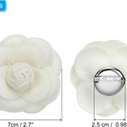Camellia Fabric Pin Flower Brooch Artificial Flowers Brooches for Women Girls Cloth Wedding Party Decor Accessories Jewelry Gift Beige -.