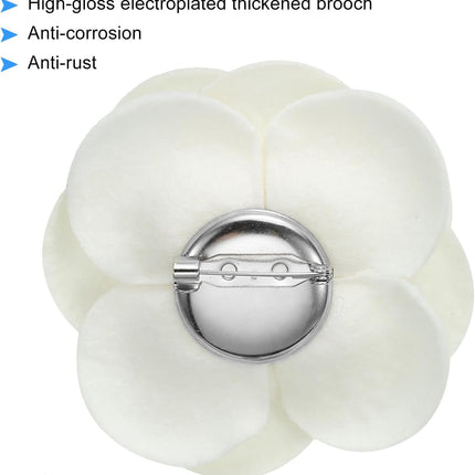 Camellia Fabric Pin Flower Brooch Artificial Flowers Brooches for Women Girls Cloth Wedding Party Decor Accessories Jewelry Gift Beige -.