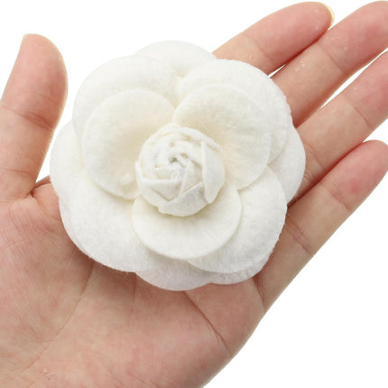 Camellia Fabric Pin Flower Brooch Artificial Flowers Brooches for Women Girls Cloth Wedding Party Decor Accessories Jewelry Gift Beige -.