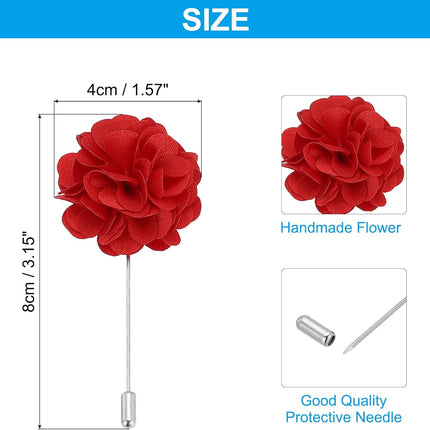 Flower Boutonnieres Pin, Lapel Pin for Men Camellia Suit Wedding Graduation Anniversary Brooch Outfit Accessories, Gold Red -.