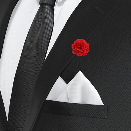 Flower Boutonnieres Pin, Lapel Pin for Men Camellia Suit Wedding Graduation Anniversary Brooch Outfit Accessories, Gold Red -.