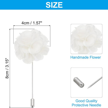Flower Boutonnieres Pin, Lapel Pin for Men Camellia Suit Wedding Graduation Anniversary Brooch Outfit White -.