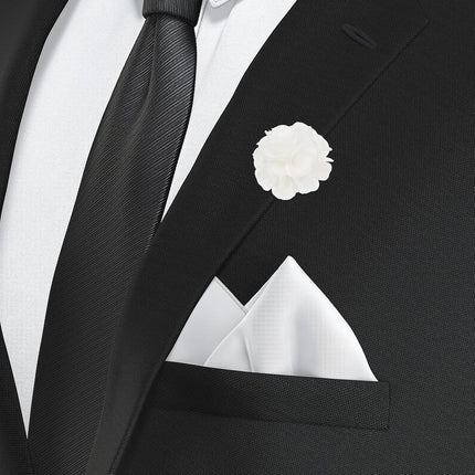 Flower Boutonnieres Pin, Lapel Pin for Men Camellia Suit Wedding Graduation Anniversary Brooch Outfit White -.