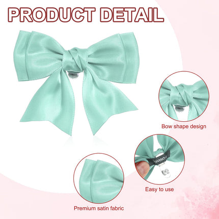 Women Bow Shoe Clips, 4 Pcs Satin Elegant Detachable Bowknot Cute Embellishment Buckle for Decoration Wedding Party, Mint Blue -.
