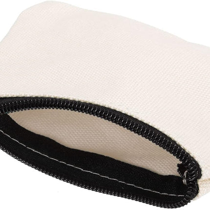 3" x 5" Coin Purse Pouch, 3 Pack Change Purses Small Organizer Bags with Zipper Canvas for Home, White -.