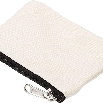 3" x 5" Coin Purse Pouch, 3 Pack Change Purses Small Organizer Bags with Zipper Canvas for Home, White -.