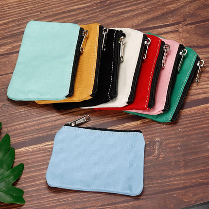 3" x 5" Coin Purse Pouch, 3 Pack Change Purses Small Organizer Bags with Zipper Canvas for Home, White -.