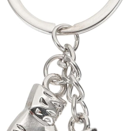 Boxing Gloves Keychain, Mini Cute Sports Key Chain Sport Pendant Ring Bag Backpack Decor for Men Women Party Gifts Favors, Silver -.