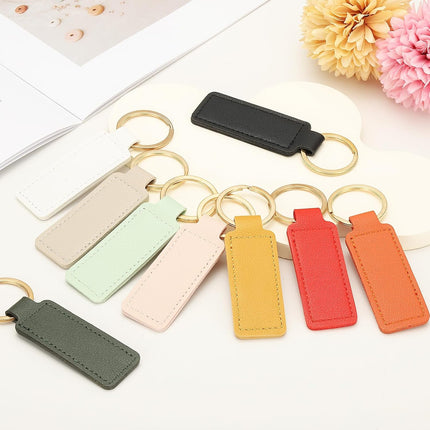 16pcs Leather Keychain Blanks,72mm Sublimation Blanks PU Key Chain Keyring with Rings White -.