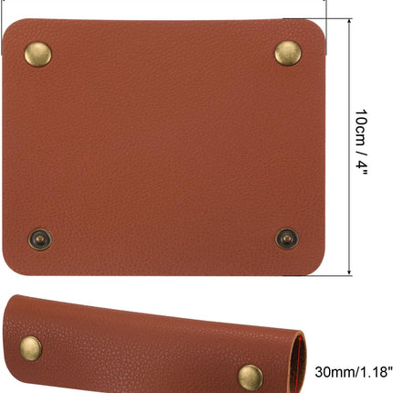 Luggage Handle Wrap, 2 Pack PU Handbag Grip Cover Protector Identifier with Clasp for 3cm / 1.18 Inch Suitcase Grocery Shopping Bag, Dark Brown -.