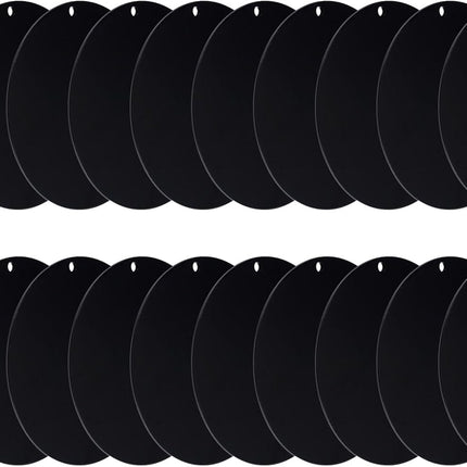 Acrylic Circle Blanks 4 Inch, 20 Pack Round Clear Disc Ornaments with Hole for DIY Keychain Project Crafting, Black Inch.