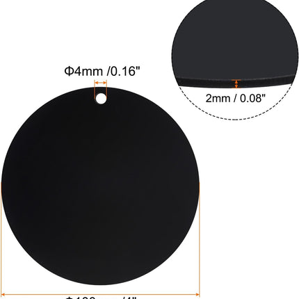 Acrylic Circle Blanks 4 Inch, 20 Pack Round Clear Disc Ornaments with Hole for DIY Keychain Project Crafting, Black Inch.