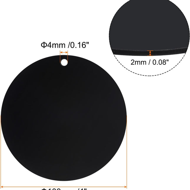 Acrylic Circle Blanks 4 Inch, 20 Pack Round Clear Disc Ornaments with Hole for DIY Keychain Project Crafting, Black Inch.